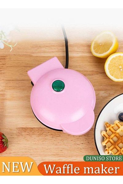 fun zone DUNISO Mini Waffle Maker, Portable Electric Pancake Maker, Double Sided Heating Non Stick Board, Qui
