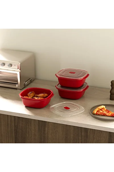 Se Yank Haus Piece Heat'N Go Square Set (3 X 2200 ml) Storage Container Storage Container Organizer