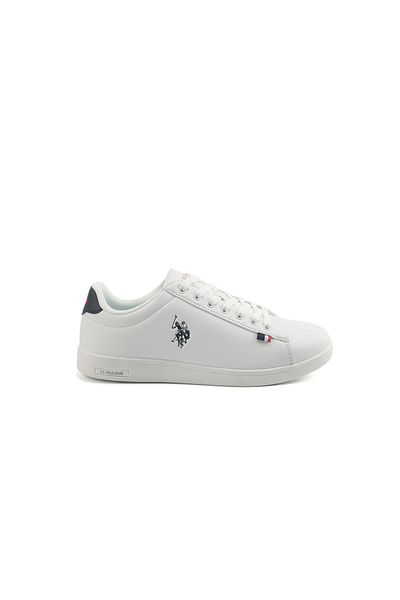 U.S. Polo Assn. Women's White Sneakers with Navy Contrast – Bold Lace-Up Style for Striking Everyday Look