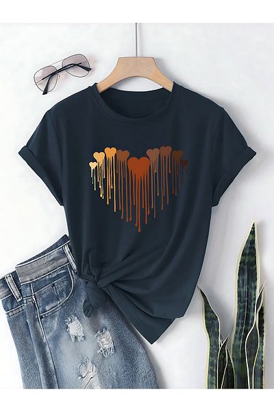 ELFAMİ Melting Hearts Printed Design Tshirt