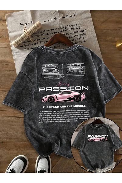 Touz Moda Passion Printed Washable Vintage Unisex Oversize T-Shirt