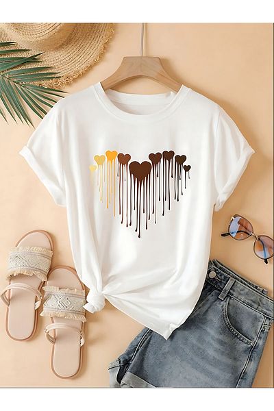 ELFAMİ Melting Hearts Printed Design Tshirt
