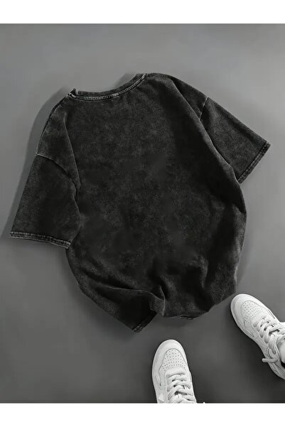 Touz Moda T-Shirt Unisex Vintage Υπερμεγέθες με Εκτύπωση "Smile" και Πλυντήριο