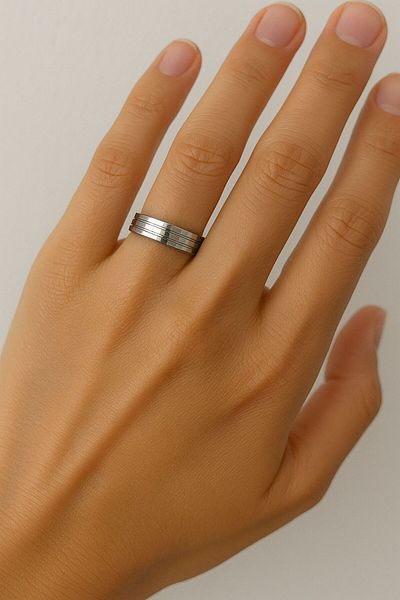 BY YASİN TOPÇU Triple Silver Sliver Steel Ring (17 Sizes)
