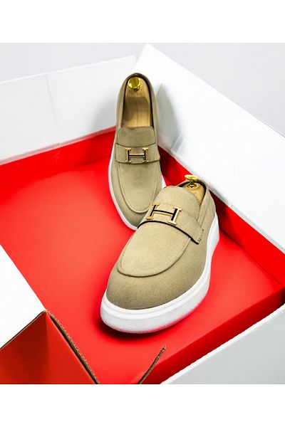 EXCLUSIVE STYLE Beige loafers with white velvet sole - ASLAN