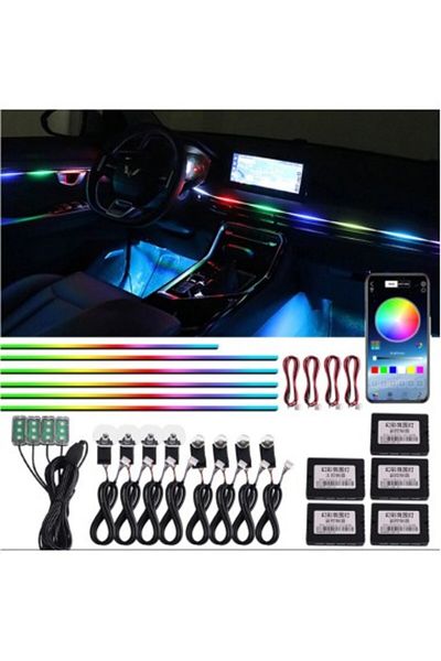 Xenon Bright Kit de iluminare ambientală wireless Symphony cu LED, acril 18 în 1 - Uși, bord, mânere
