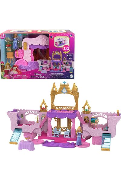 mattel Disney Princess Small Doll - Carriage to Castle 2-in-1 Playset HWX17
