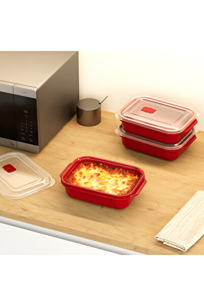 Se Yank Haus 3 Piece Heat'N Go Rectangular Set (3 X 1300 ml) Storage and Storage Container