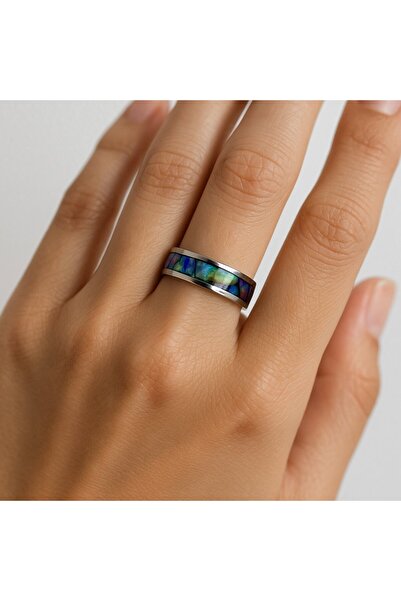 BY YASİN TOPÇU خاتم فولاذي بنمط موجة (مقاس 18)