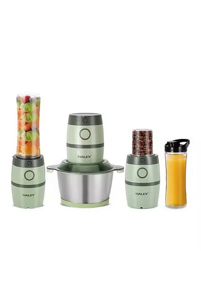 HALEY Robot de bucătărie 3 în 1, 2L, 500W, mini robot de carne și legume, oțel inoxidabil, verde