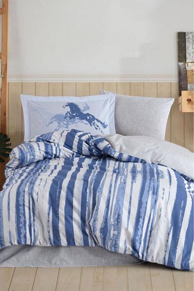 Hobby Cascade Single Ranforce Duvet Cover Set Blue