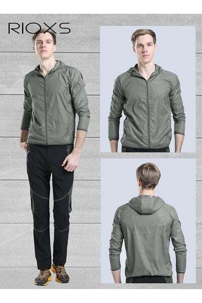 RIOXS Men's Upf 50+ UV Sun Protection Ice Silk Clothing Long Sleeve Breathable Coats Hoodie Zip Up Jacket