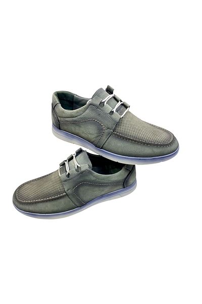 SULA Men's Casual Lace-Up Leather Nubuck Gray Inner Leather Poly Sole