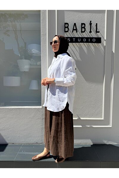 Babil Butik Td3557 Buttoned Women's Shirt White