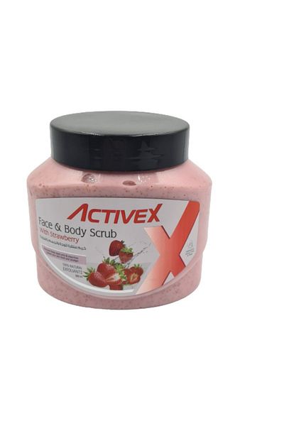 Activex Face & Body Scrub with Strawberry, Natural Exfoliants, 500 ml