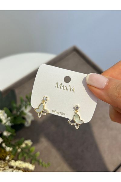 VİYA Gold Butterfly Motif Steel Earrings
