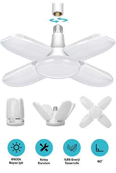 Arfseb Tavan Ampül Girişli 4 Kanatlı Katlanabilir Led Lamba