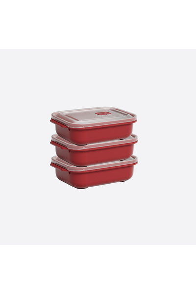 Se Yank Haus 3 Piece Heat'N Go Rectangular Set (3 X 1300 ml) Storage and Storage Container