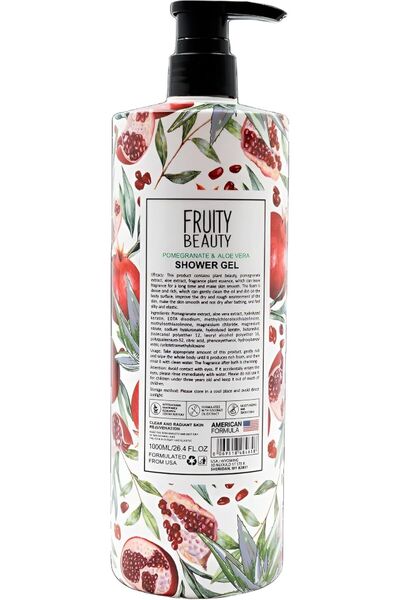 BEAUTY LEGEND Fruity Beauty Bright Skin Pomegranate & Alove Vera 100% Natural Body Shower Gel-1000 ml/26.4fl.oz