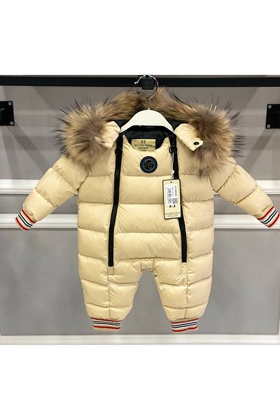 HÇ Hülya Çelik KİDSWEAR 2018 Astronaut Jumpsuit Double Zipper Fur Hooded Yellow Jumpsuit