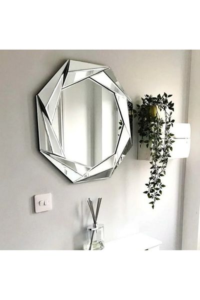 LUXXO Oglinda decorativa Nerina, forma octogon, cadru din fatete, 65x65cm