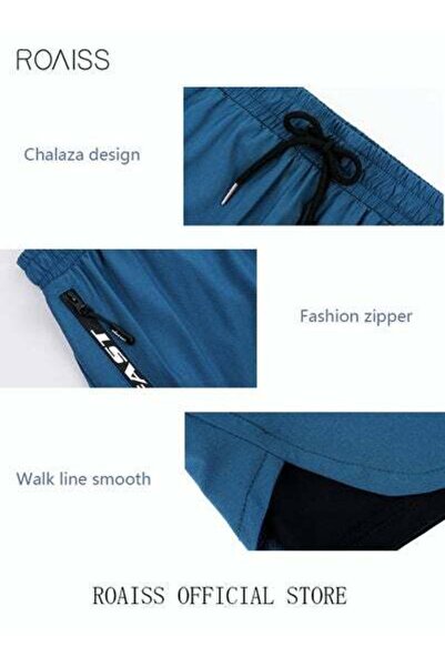 ROAISS Men's Swimming Trunks Beachwear Quick Dry Double Layer Beach Pants Gym Wear Fitness Workout