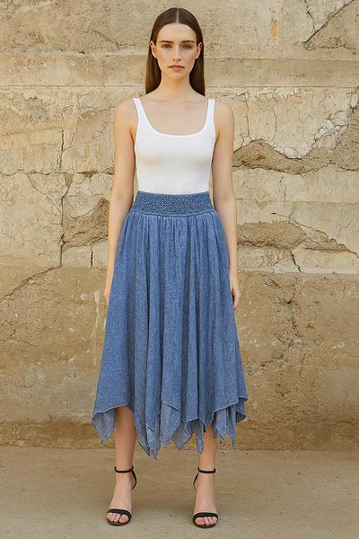 AGORATEKSTİL Women's Asymmetrical Lined 100% Cotton Witch Skirt