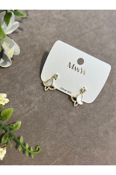 VİYA Gold Butterfly Motif Steel Earrings