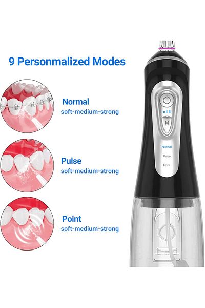 fulina Water Flossers for Teeth Cordless,Oral Irrigator,with 9 Modes,320ML,Effective Cleaning Teeth