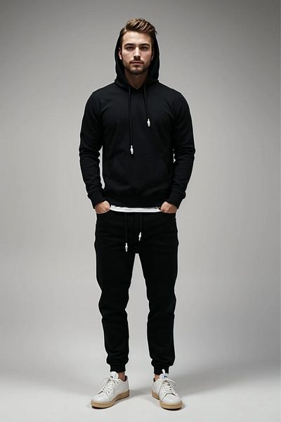 EXCLUSIVE STYLE HOOD Tracksuit - Fleece cotton, Black