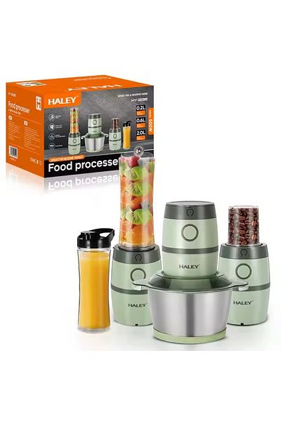 HALEY Robot de bucătărie 3 în 1, 2L, 500W, mini robot de carne și legume, oțel inoxidabil, verde