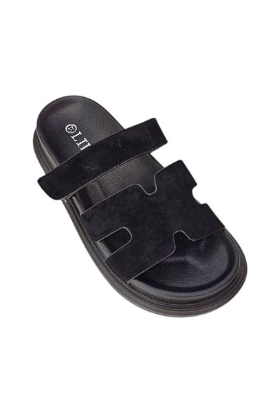 OEM Papuci Dama stil Casual, Cu Arici, Talpa Confortabila, Piele Ecologica, Usori si Moderni, Negru 36