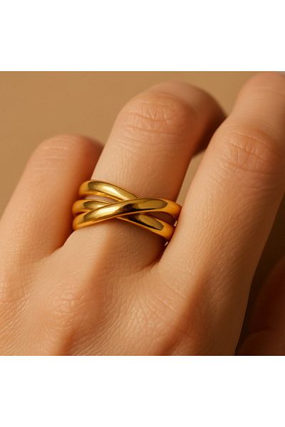 BY YASİN TOPÇU Triple Adjacent Steel Ring (Number 17)