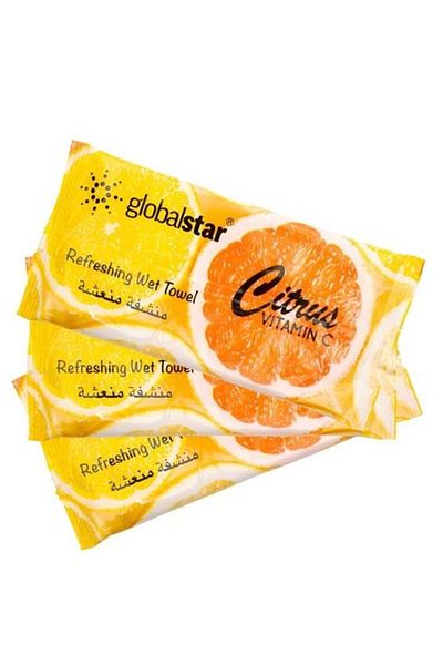 Globalstar Refreshing Wet Towels Citrus Scent – Premium Perfumed Cotton Wipes for Daily Hygiene an