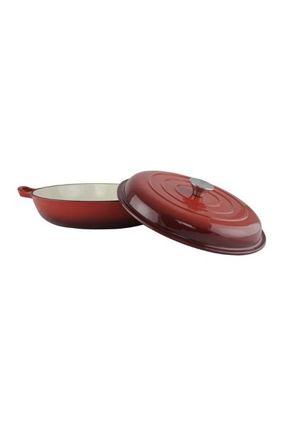 gogiva Low saucepan, cast iron, enameled, with lid, red, 3L, 30.5 cm, suitable for oven or open fire