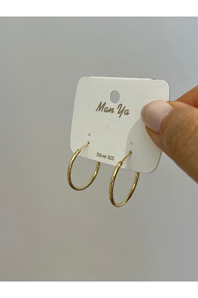 VİYA Gold Pearl and Zircon Stone Hoop Earrings Steel Earrings