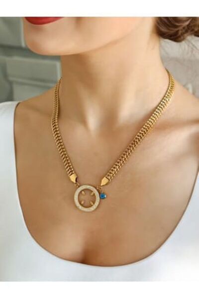 stainles steel قلادة من الفولاذ الذهبي الربع