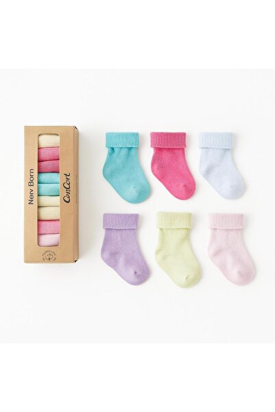 CONCON Cotton 0-6 Months New Born Baby Girl 6-Pack Baby Socks