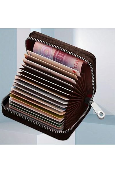 ORGANICYOU Huizhou Black Wallet with 18 Card Slots + 2 Change Slots, Modern Rfid Blocking