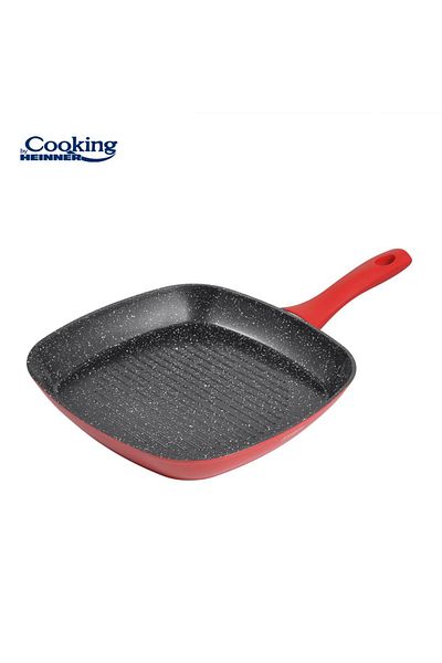 Heinner WROUGHT ALUMINUM GRILL PAN 28x4CM, RED STONE, COOKING BY