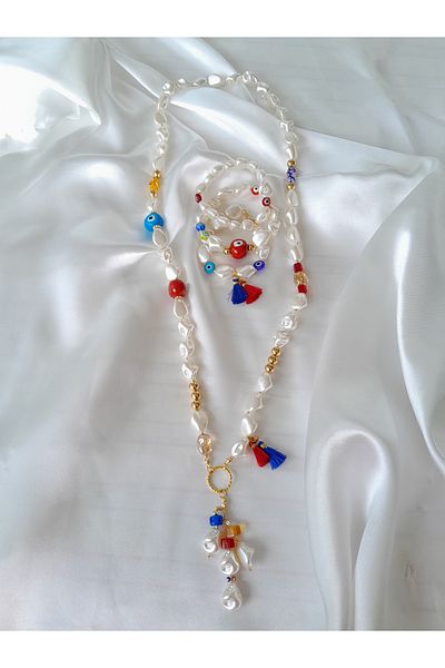Minnoş Dükkan Authentic Pearl Necklace Bracelet Set