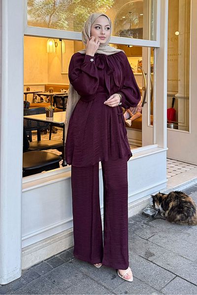 Ovn. Flush Collar Tie Suit - Claret Red