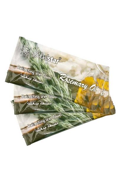 Globalstar Refreshing Wet Towels Rosemary Scent — Premium Perfumed Cotton Towels for Daily Hygiene