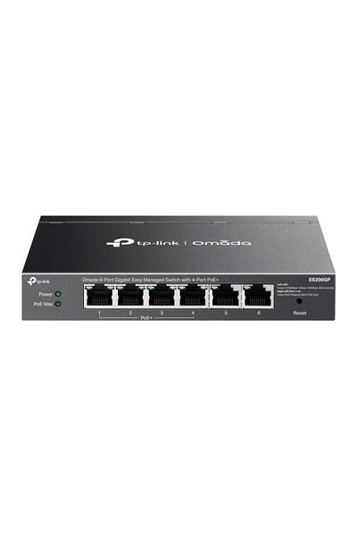 TP-LINK Omada 6-Port Gigabit Easy Managed Switch with 4-Port PoE+ PORT: 4× Gigabit PoE+ Ports, 2x Gigab