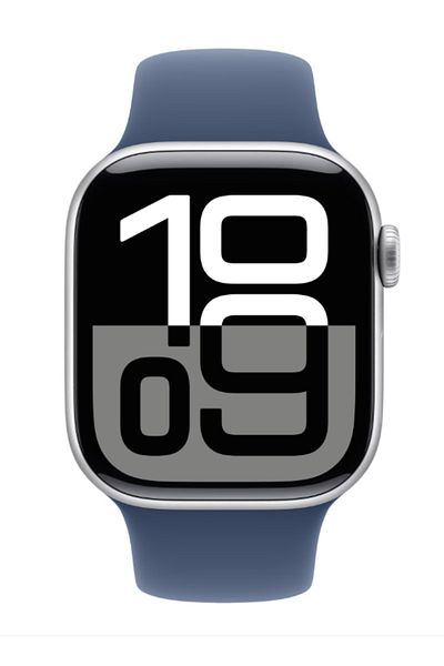 Apple Watch Series 10 GPS 42mm Silver Aluminium Case with Denim Sport Band - S/M