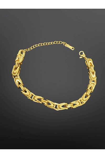 FM Chain Model 316L Steel Gold Color Bracelet |   Modern Bracelet |   Adjustable Design