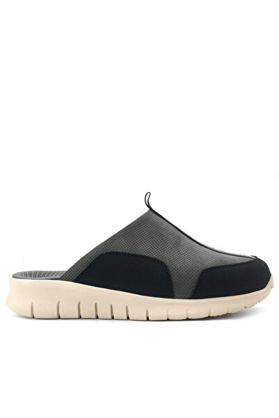 heep Medical Genuine Leather Gray Black Cream Sole Comfort Sports Slippers