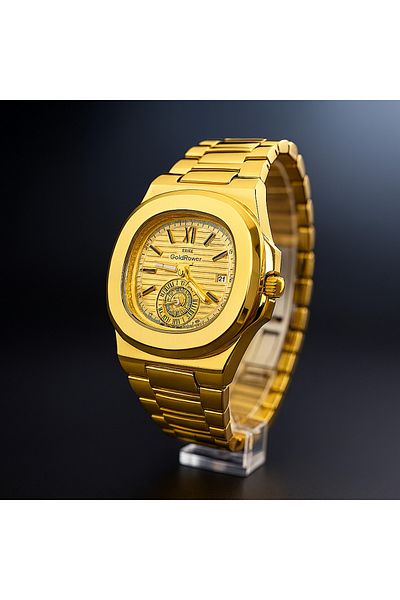 Goldpower Steel Patek Philippe Model Men's Wristwatch with Calendar