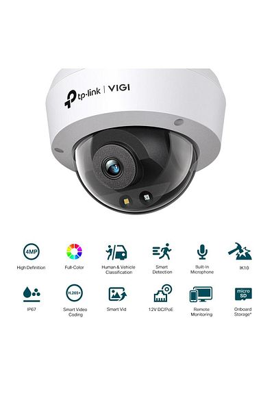 TP-LINK IP Dome Camera VIGI C240(2.8MM), 4MP, 2.8mm Lens, IR+WL 30ml, video resolution 2560 ×