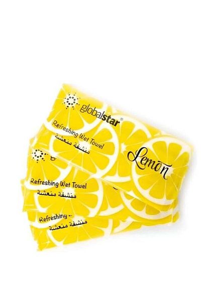Globalstar Refreshing Wet Towels Lemon Scent – Premium Perfumed Cotton Towels For Hygiene And Fres